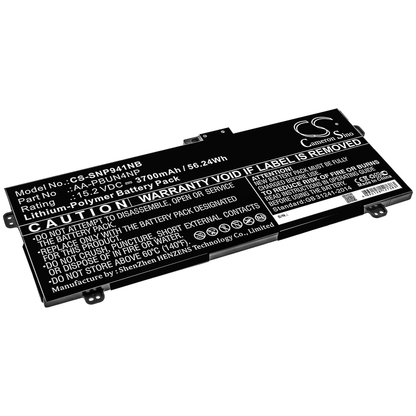 15.2V, 3700mAh, Li-Polymer Battery fits Samsung, Ativ Book 9 Pro, Np940z5j, 56.24Wh