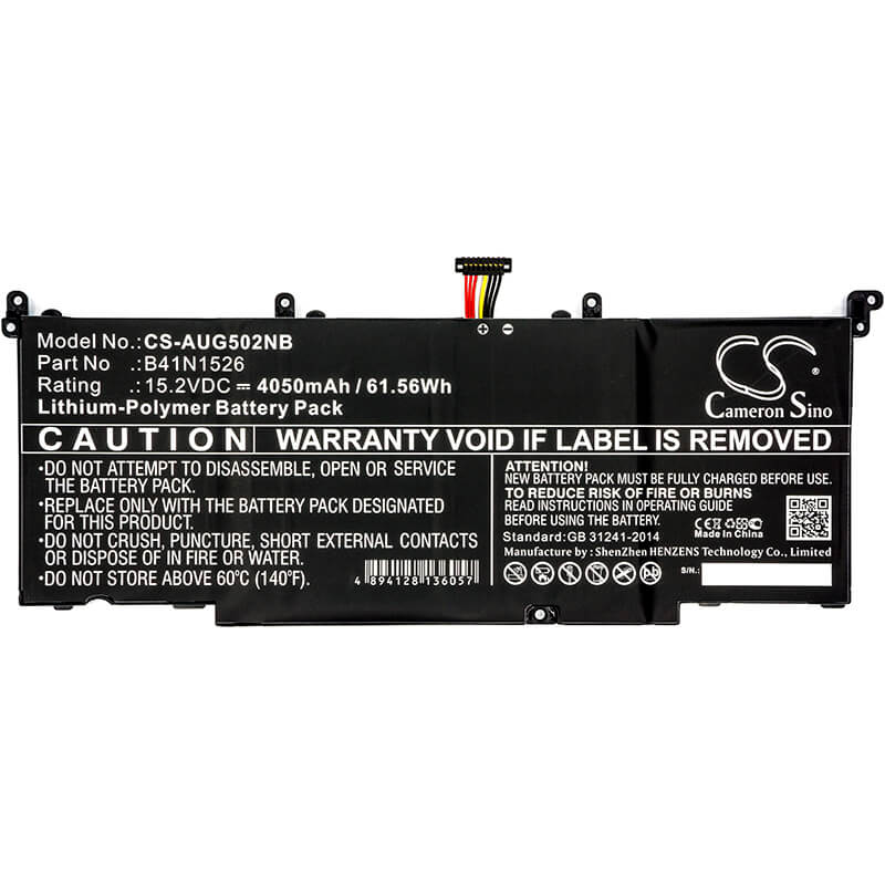 15.2V, 4050mAh, Li-Polymer Battery fits Asus, Fx502, Fx502v, 61.56Wh