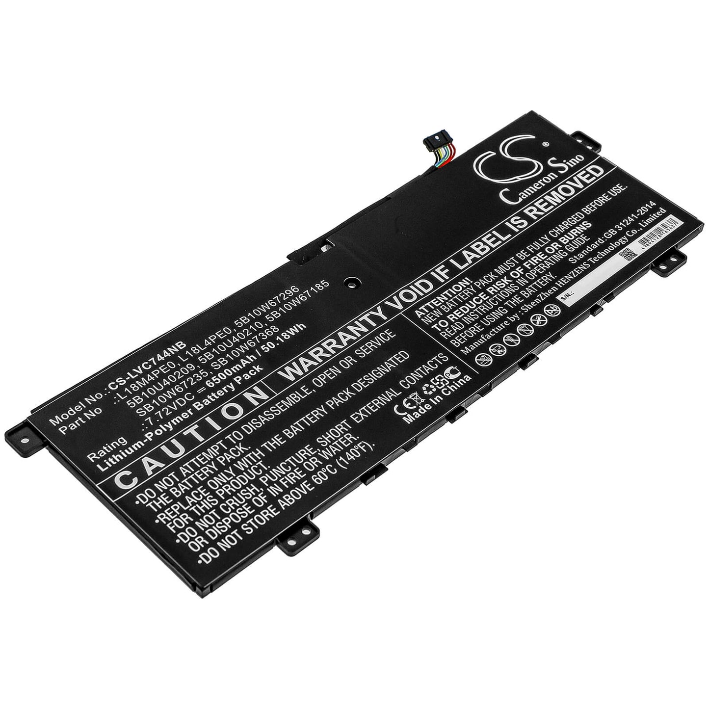 7.72V, 6500mAh, Li-Polymer Battery fits Lenovo, Yoga C740 14, Yoga C740-14iml, 50.18Wh