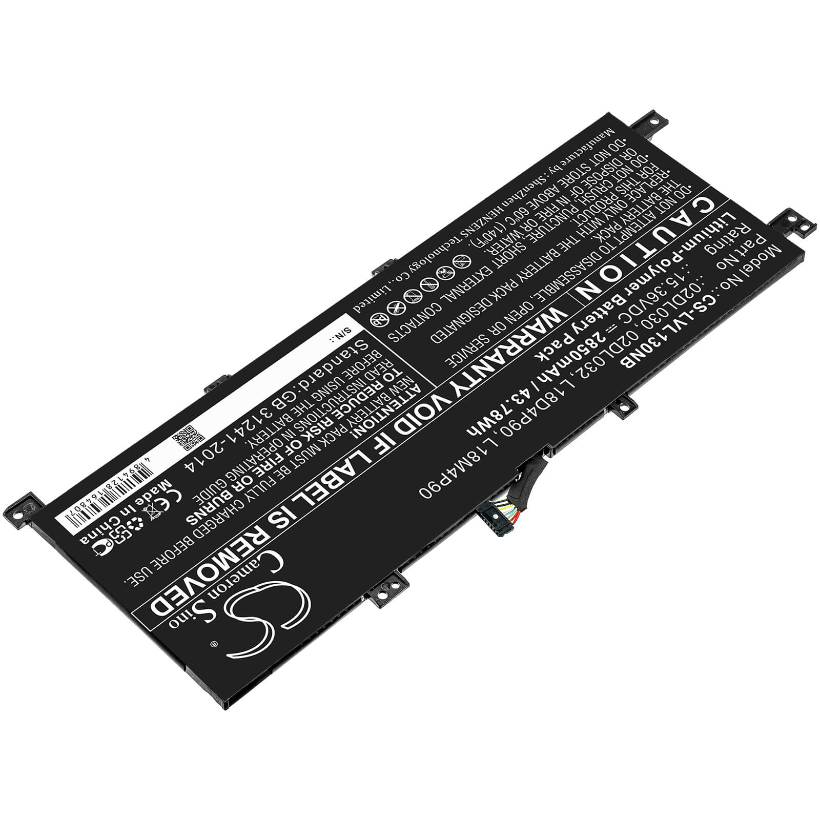 15.36V, 2850mAh, Li-Polymer Battery fits Lenovo, Thinkpad L13, Thinkpad L13 Gen 2-20vjs07v00, 43.776Wh