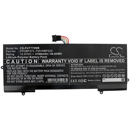 14.4V, 3100mAh, Li-Polymer Battery fits Fujitsu, Lifebook U77, 44.64Wh