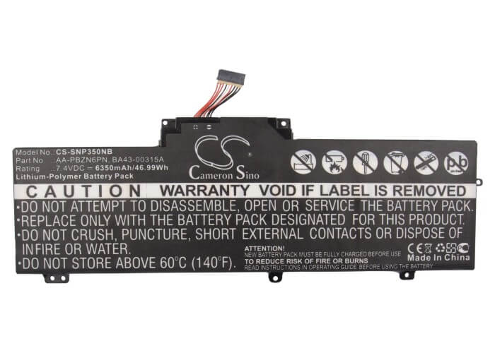 7.4V, 6350mAh, Li-Polymer Battery fits Samsung, Np350u2a, Np350u2b, 46.99Wh