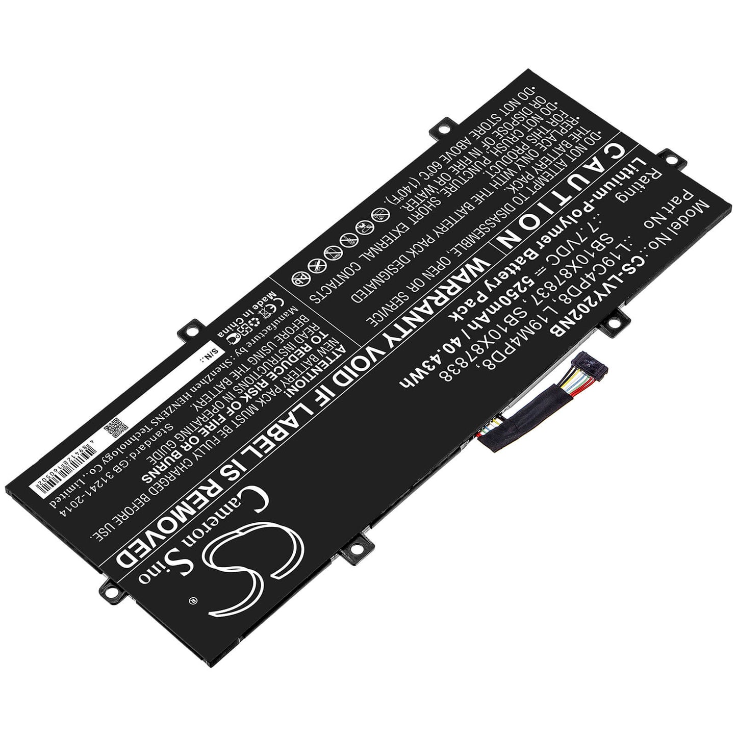 7.7V, 5250mAh, Li-Polymer Battery fits Lenovo, Yoga Duet 2020, 40.425Wh