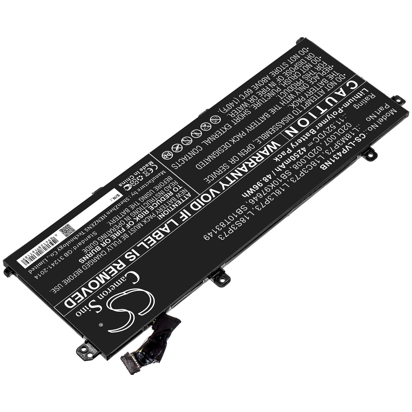 11.52V, 4250mAh, Li-Polymer Battery fits Lenovo, Thinkpad P43s, Thinkpad P43s-20rh001fge, 48.96Wh