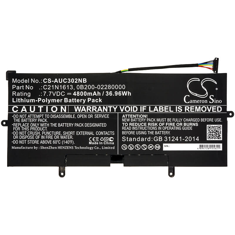 7.7V, 4800mAh, Li-Polymer Battery fits Asus, C302ca, C302ca-0041a6y30, 36.96Wh