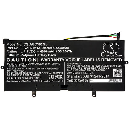 7.7V, 4800mAh, Li-Polymer Battery fits Asus, C302ca, C302ca-0041a6y30, 36.96Wh