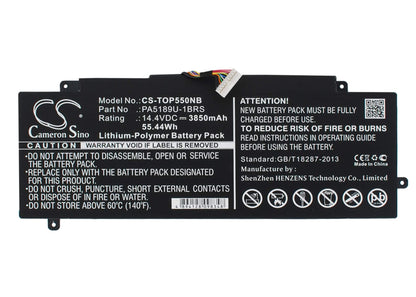 14.4V, 3850mAh, Li-Polymer Battery fits Toshiba, Satellite P55w, Satellite P55w-b, 55.44Wh