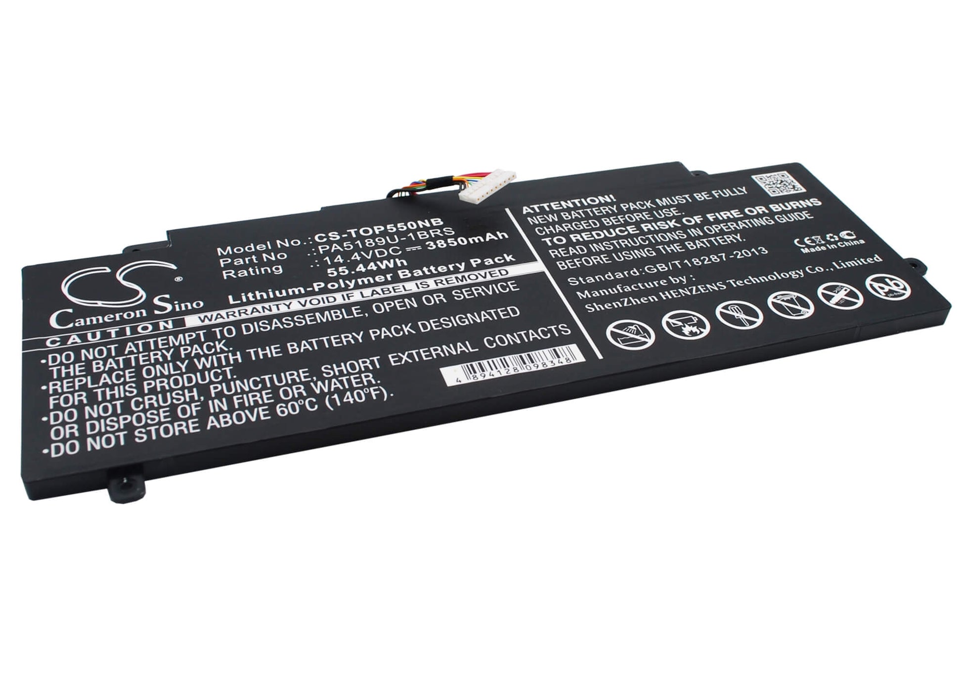 14.4V, 3850mAh, Li-Polymer Battery fits Toshiba, Satellite P55w, Satellite P55w-b, 55.44Wh