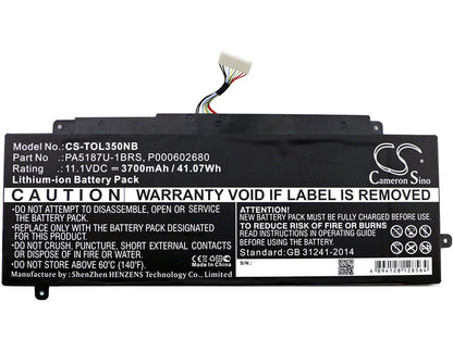 11.1V, 3700mAh, Li-ion Battery fits Toshiba, Satellite Click 2 L35w-b3204, Satellite L35w, 41.07Wh