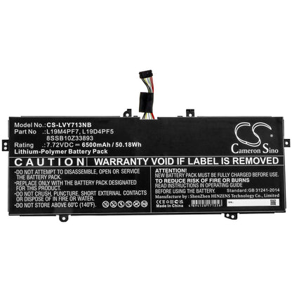 7.72V, 6500mAh, Li-Polymer Battery fits Lenovo, Yoga 13s 2021, Yoga Slim 7-13acn05, 50.18Wh