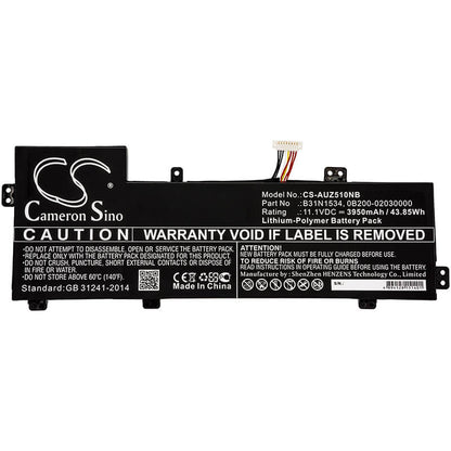 11.1V, 3950mAh, Li-Polymer Battery fits Asus, Ux510uw, Ux510uw1a, 43.845Wh