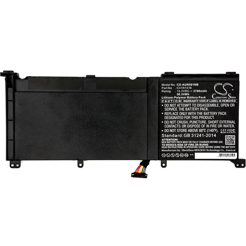 15.2V, 3700mAh, Li-Polymer Battery fits Asus, G501, G601j, 56.24Wh