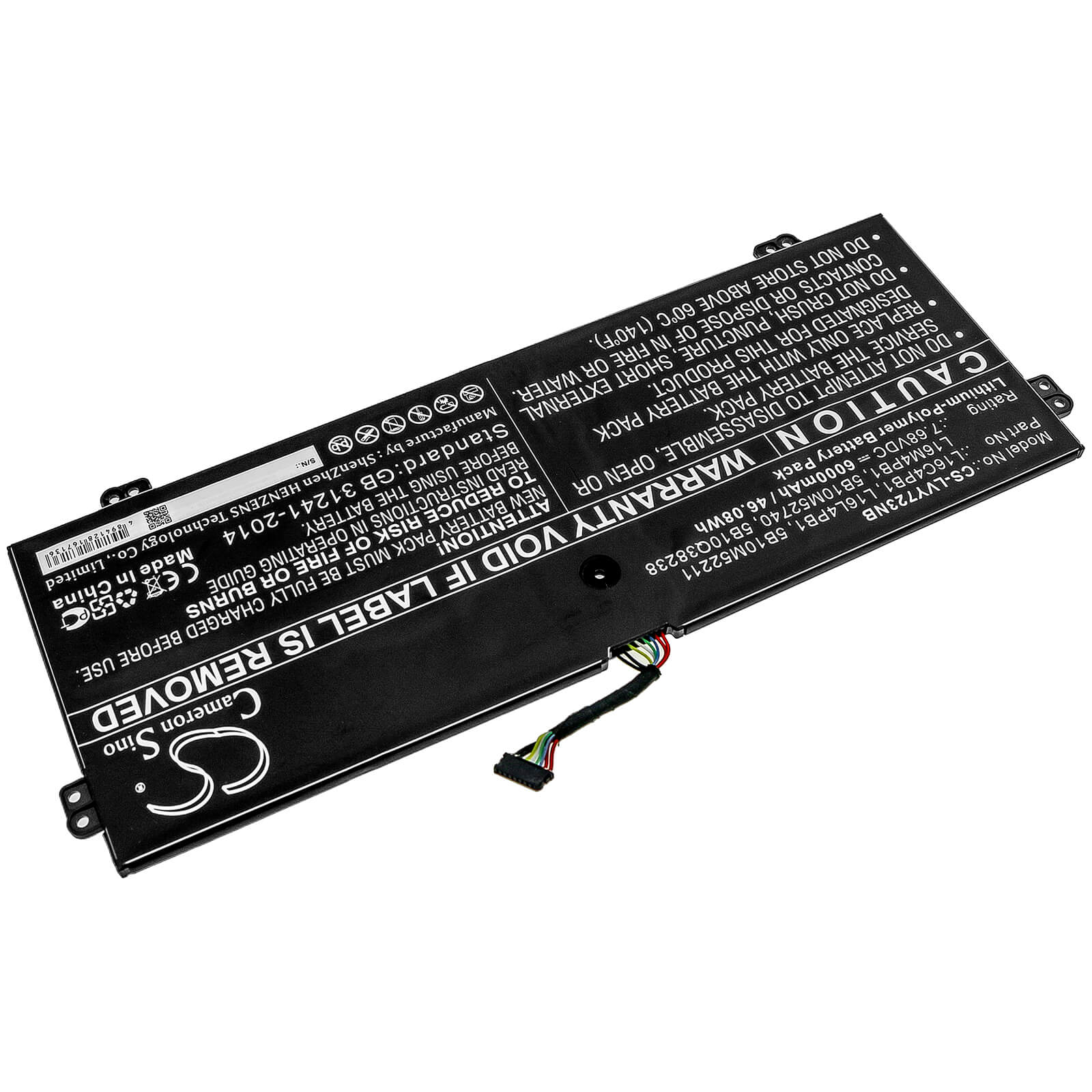 7.68V, 6000mAh, Li-Polymer Battery fits Lenovo, Yg 720-13ikb 80x6006pau, Yg 720-13ikb I5 8g 128g 10h 80, 46.08Wh