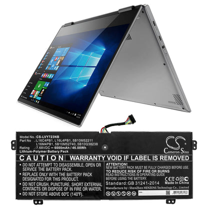 7.68V, 6000mAh, Li-Polymer Battery fits Lenovo, Yg 720-13ikb 80x6006pau, Yg 720-13ikb I5 8g 128g 10h 80, 46.08Wh
