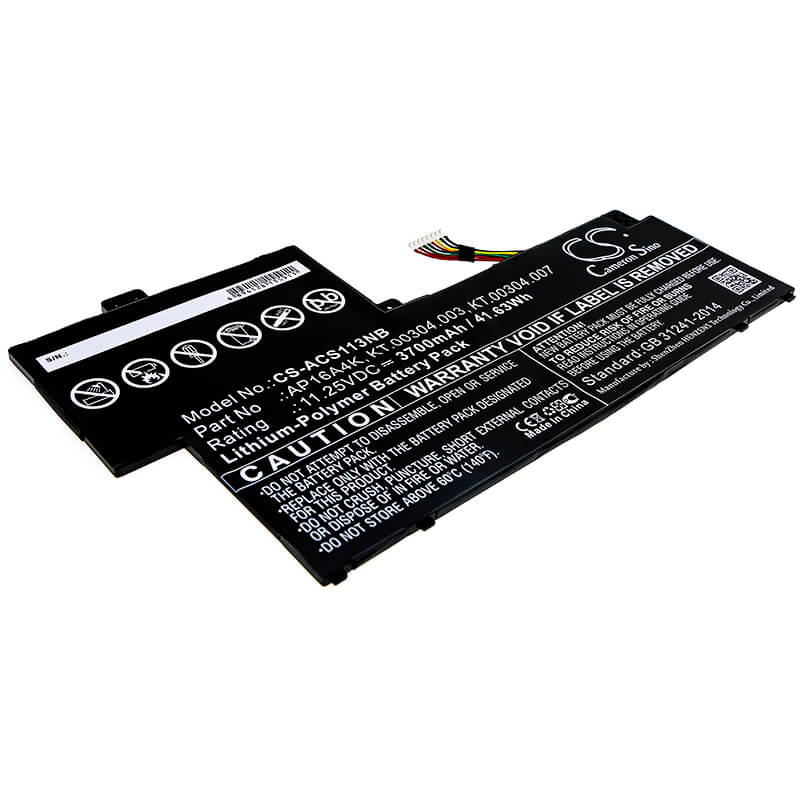 11.25V, 3700mAh, Li-Polymer Battery fits Acer, Aspire One Cloudbook 11 Ao1-13, Aspire One Cloudbook 11 Ao1-13, 41.625Wh