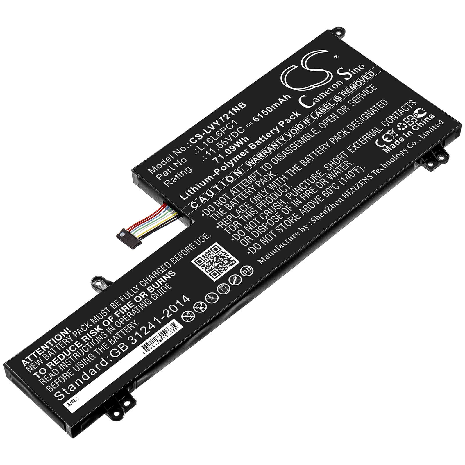 11.56V, 6150mAh, Li-Polymer Battery fits Lenovo, Yoga 720, Yoga 720-15, 71.094Wh