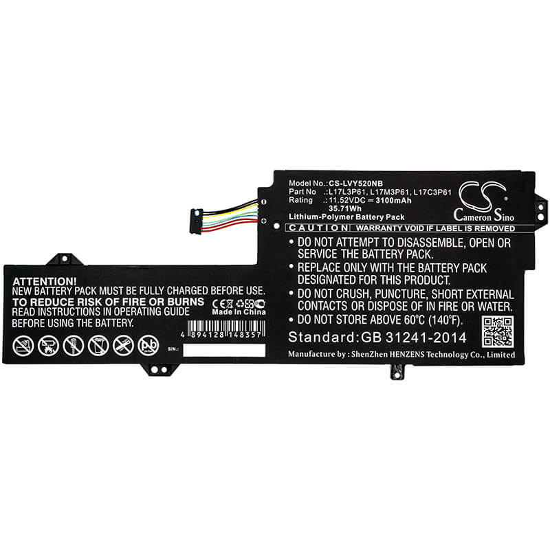 11.52V, 3100mAh, Li-Polymer Battery fits Lenovo, 7000-13, Chao7000-13, 35.712Wh
