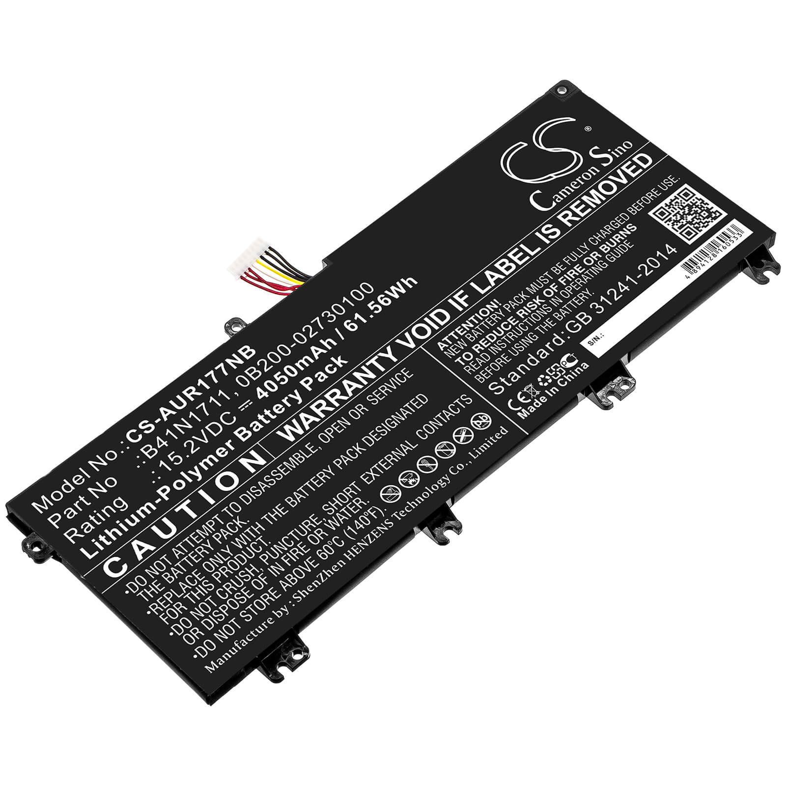 15.2V, 4050mAh, Li-Polymer Battery fits Asus, Fx503vd-0072c7300hq, Fx503vd-dm002t, 61.56Wh