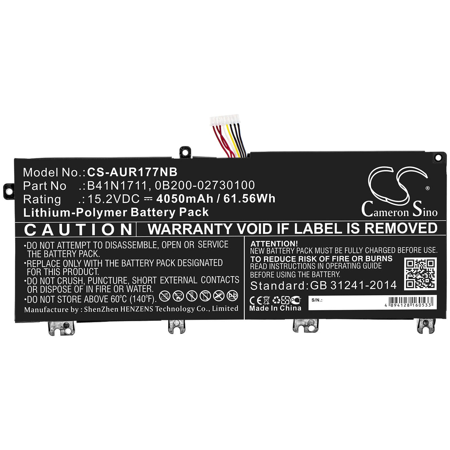 15.2V, 4050mAh, Li-Polymer Battery fits Asus, Fx503vd-0072c7300hq, Fx503vd-dm002t, 61.56Wh