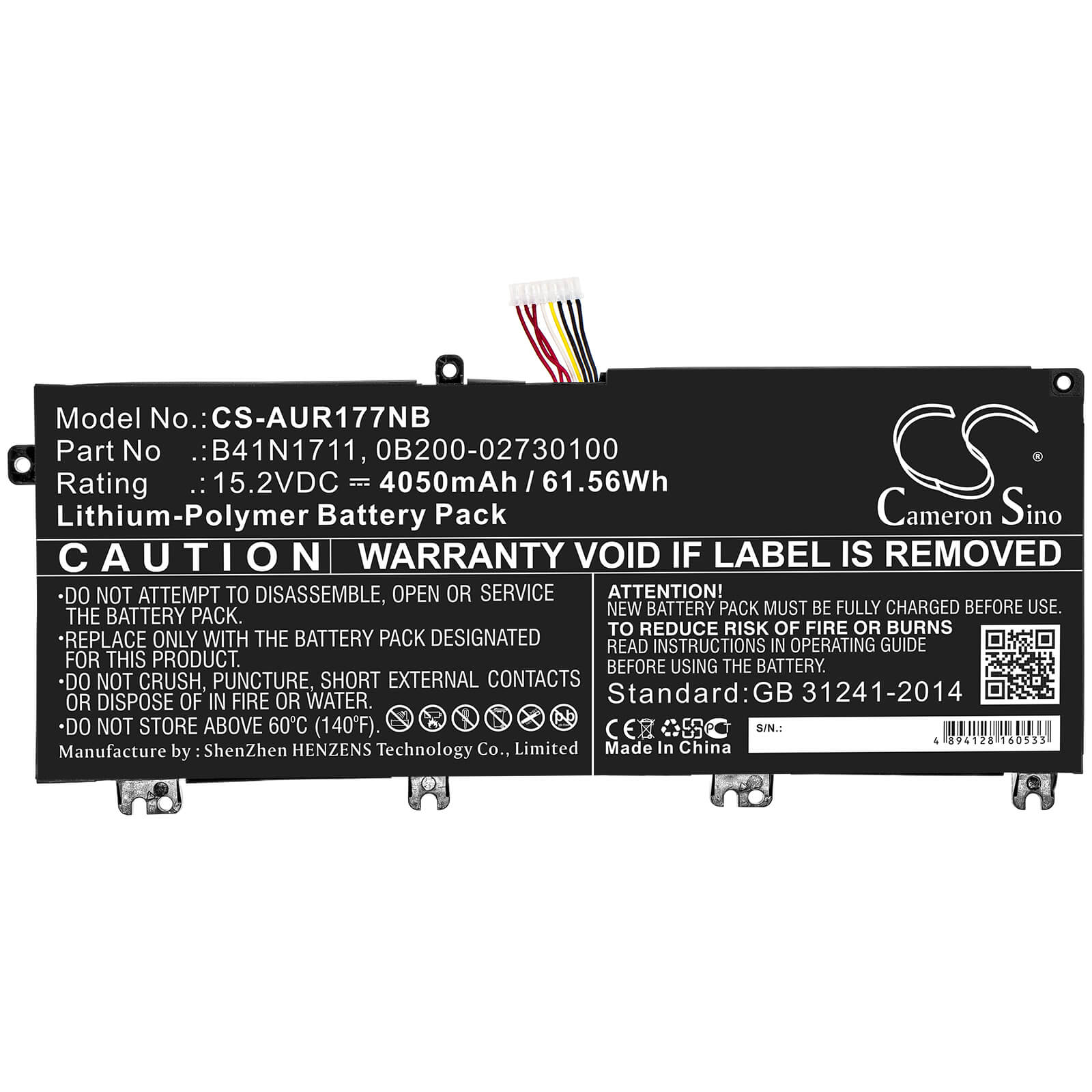 15.2V, 4050mAh, Li-Polymer Battery fits Asus, Fx503vd-0072c7300hq, Fx503vd-dm002t, 61.56Wh