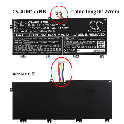 15.2V, 4050mAh, Li-Polymer Battery fits Asus, Fx503vd-0072c7300hq, Fx503vd-dm002t, 61.56Wh