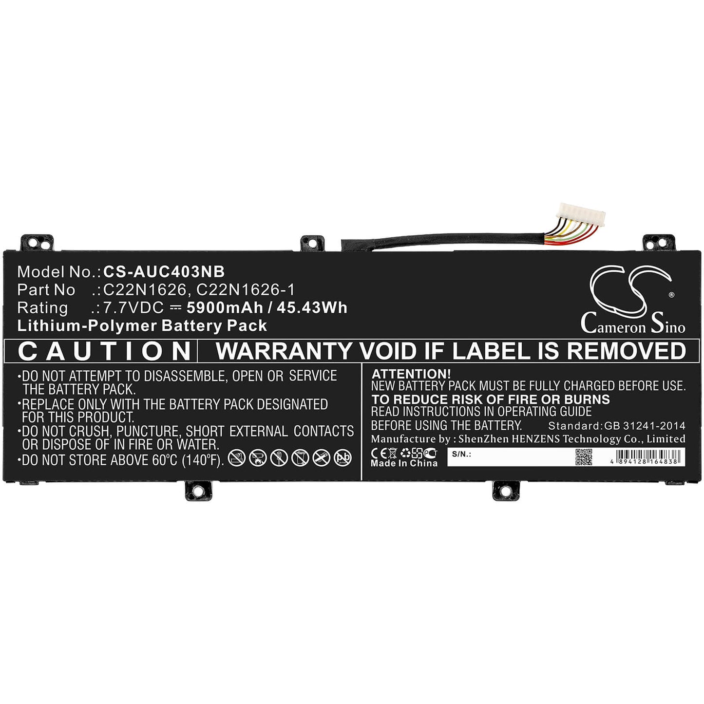 7.7V, 5900mAh, Li-Polymer Battery fits Asus, C213na, C403na, 45.43Wh