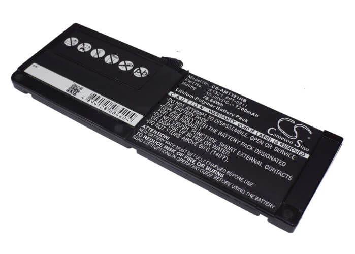 10.95V, 7200mAh, Li-Polymer Battery fits Apple, A1286, A1286 Macbookpro5.4 Mid 2009, 78.84Wh