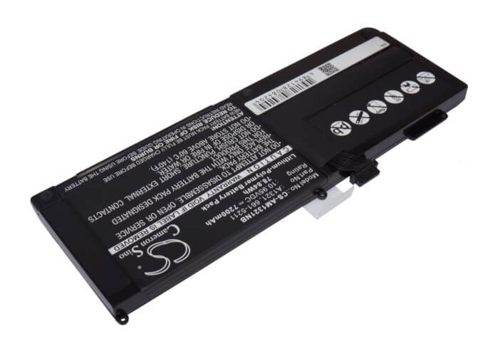 10.95V, 7200mAh, Li-Polymer Battery fits Apple, A1286, A1286 Macbookpro5.4 Mid 2009, 78.84Wh