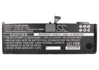 10.95V, 7070mAh, Li-Polymer Battery fits Apple, Macbook Pro 15" Inch I7, Macbook Pro 15.4" 2.0ghz Core, 77.4165Wh