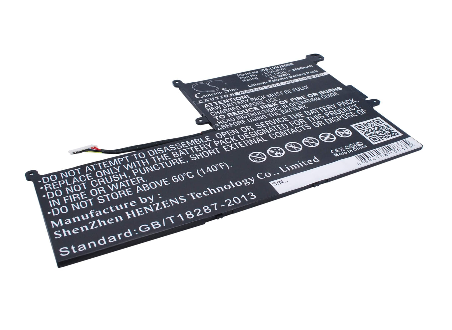 11.1V, 3000mAh, Li-Polymer Battery fits Lenovo, Chromebook 11.6, Chromebook N20p, 33.3Wh