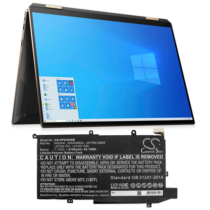 7.7V, 8150mAh, Li-Polymer Battery fits Hp, Spectre X360 14-ea0002ni, Spectre X360 14-ea0002nx, 62.755Wh