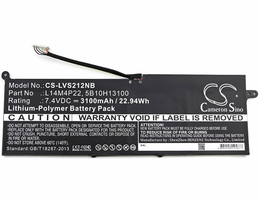 7.4V, 3100mAh, Li-Polymer Battery fits Lenovo, Ideapad S21e-20, Ideapad S21e-20 80m4, 22.94Wh