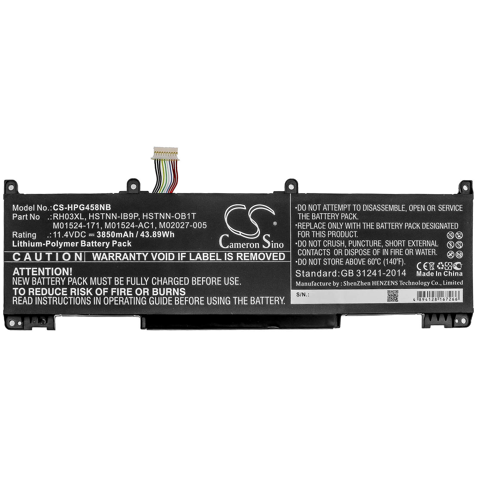 11.4V, 3850mAh, Li-Polymer Battery fits Hp, Probook 450 G8, Probook 650 G8, 43.89Wh