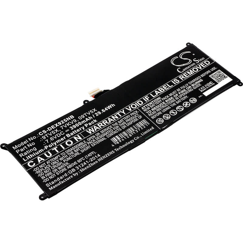 7.6V, 3900mAh, Li-Polymer Battery fits Dell, Latitude 12 7275, Latitude 12 E7275, 29.64Wh
