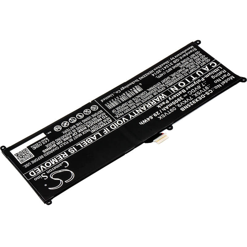 7.6V, 3900mAh, Li-Polymer Battery fits Dell, Latitude 12 7275, Latitude 12 E7275, 29.64Wh