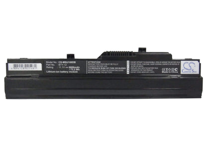 Black, 11.1V, 6600mAh, Li-ion Battery fits Ahtec, Netbook Lug N011, 73.26Wh