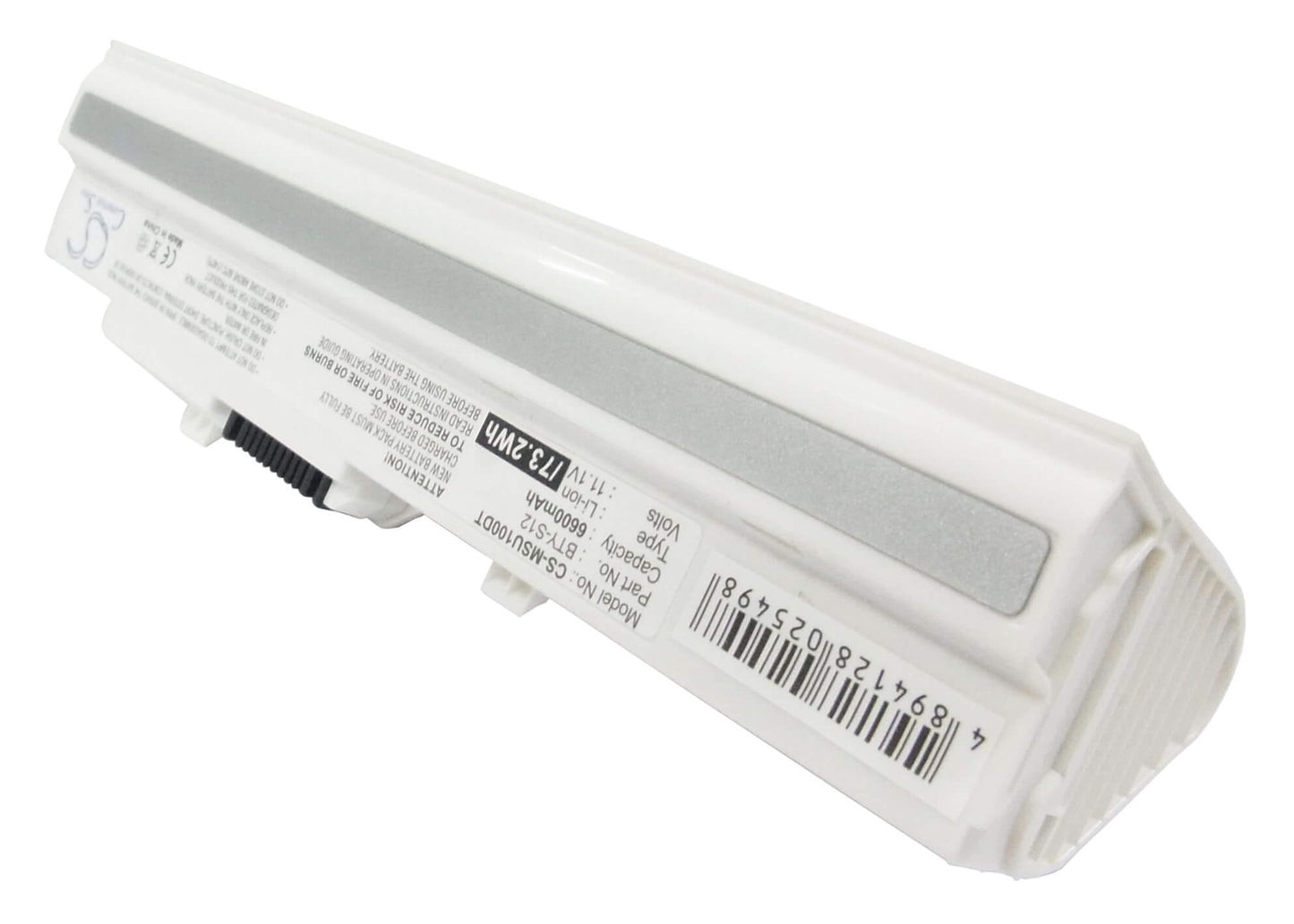 White, 11.1V, 6600mAh, Li-ion Battery fits Ahtec, Netbook Lug N011, 73.26Wh