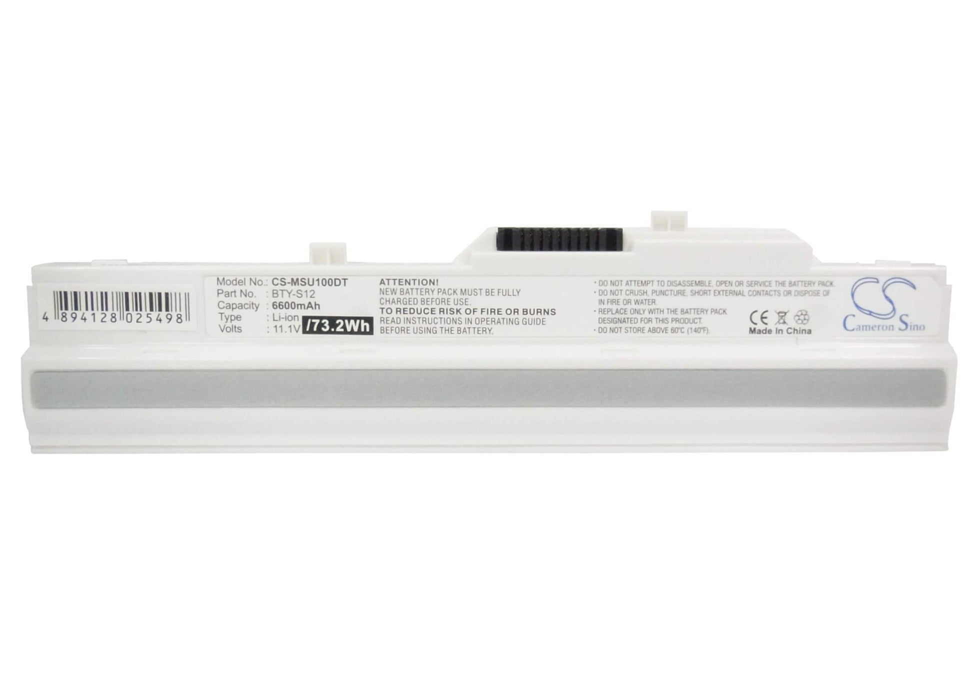 White, 11.1V, 6600mAh, Li-ion Battery fits Ahtec, Netbook Lug N011, 73.26Wh