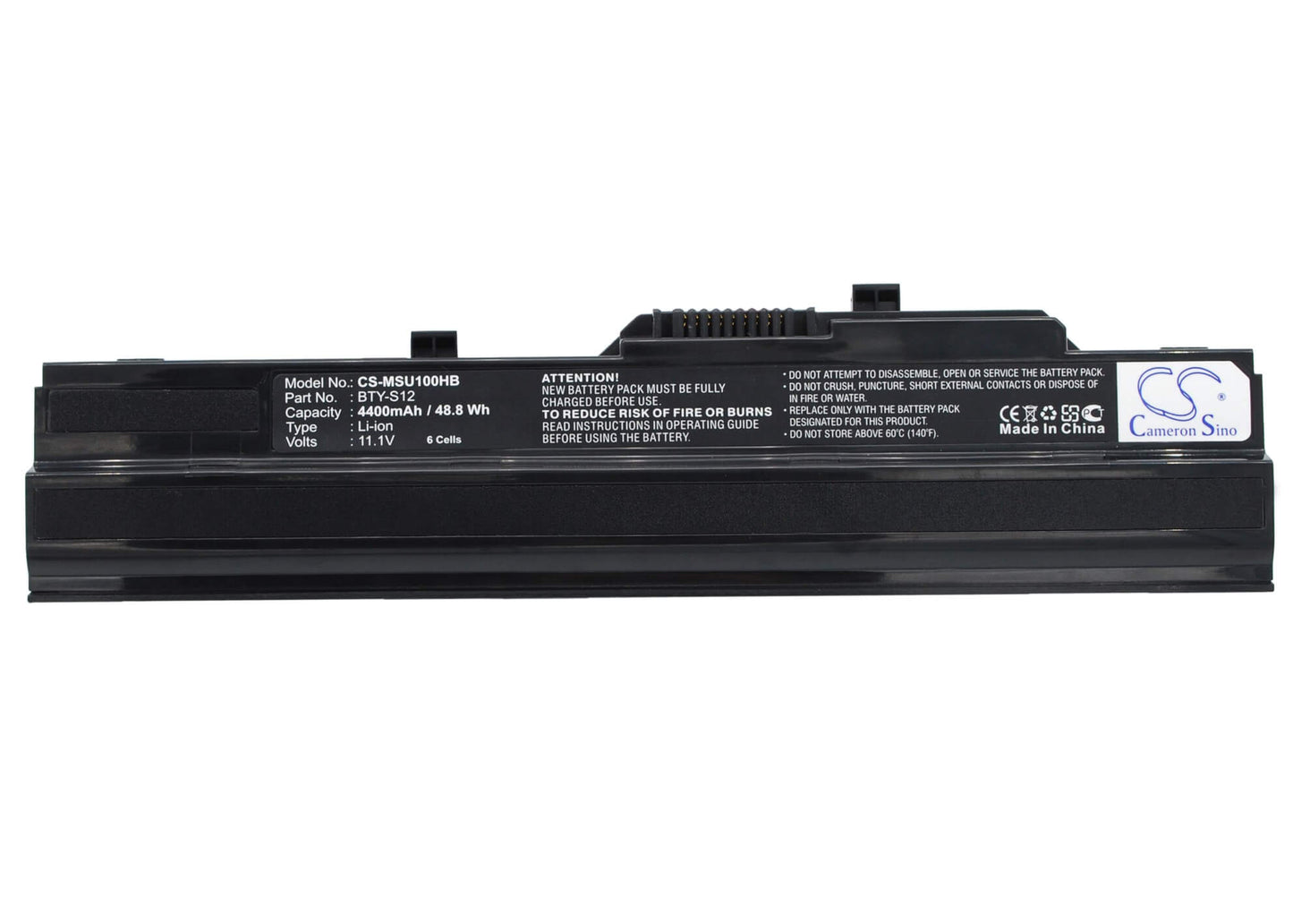 Black, 11.1V, 4400mAh, Li-ion Battery fits Cms, Icbook M1, 48.84Wh