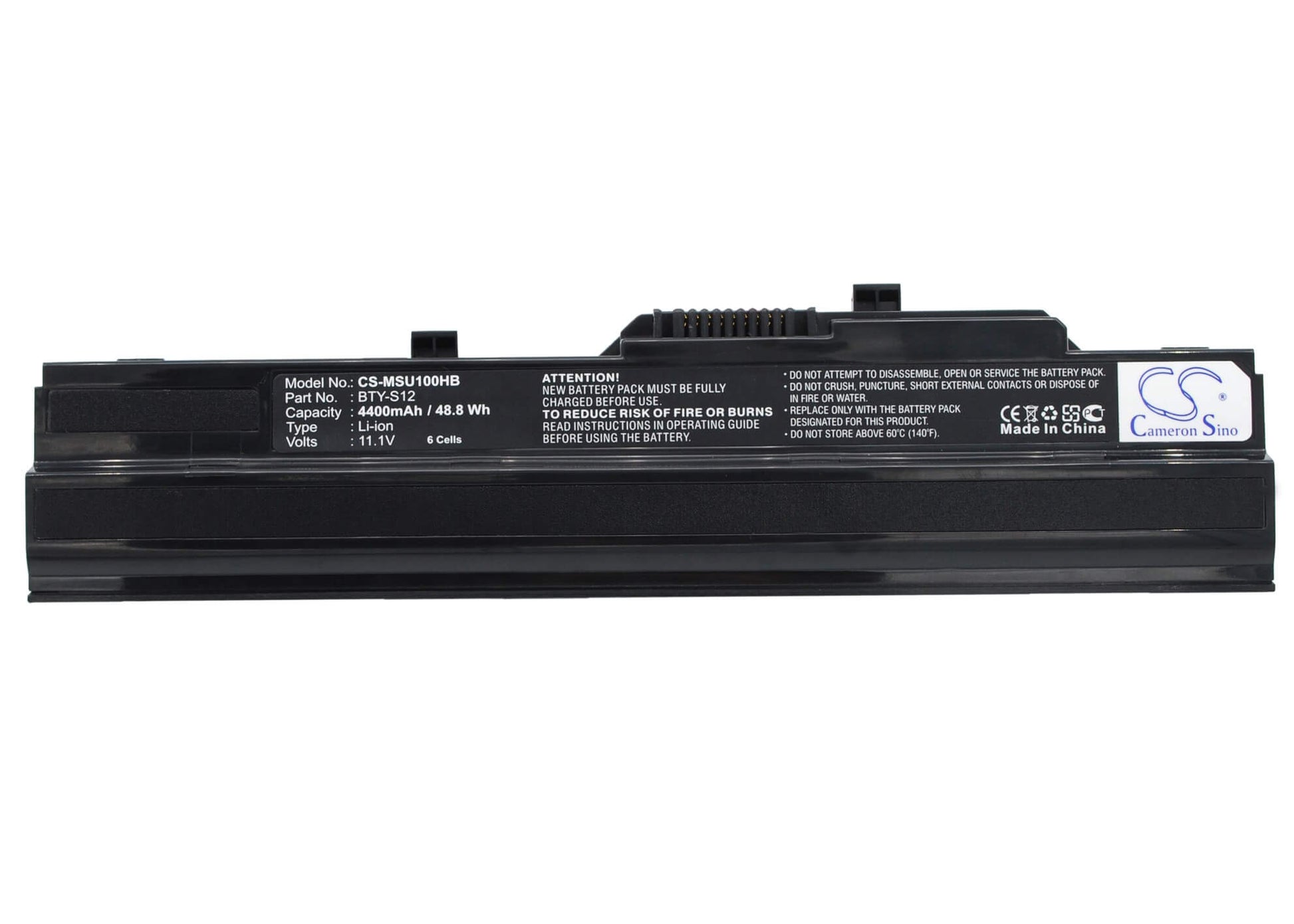 Black, 11.1V, 4400mAh, Li-ion Battery fits Datron, U100, 48.84Wh