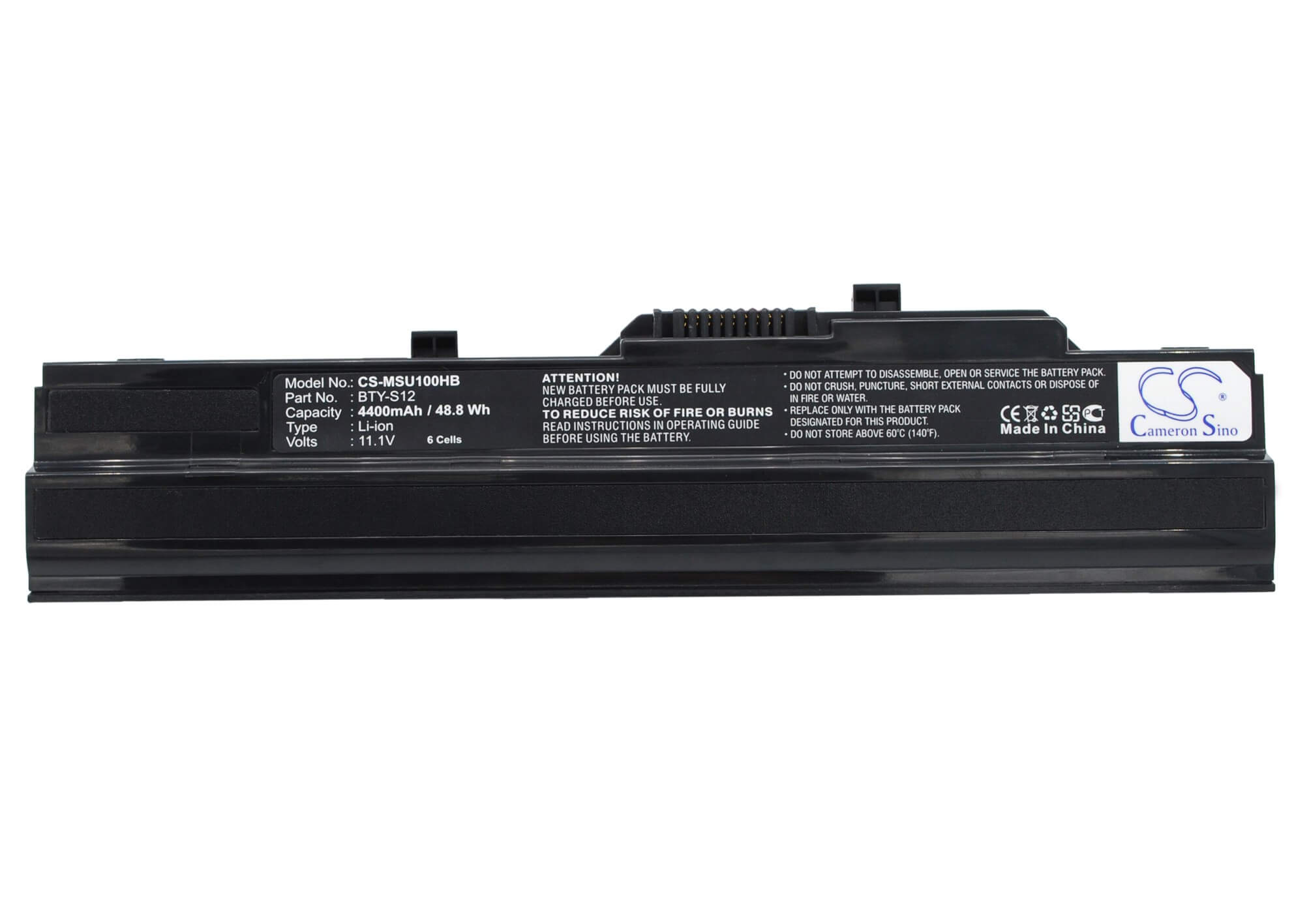Black, 11.1V, 4400mAh, Li-ion Battery fits Medion, Akoya Mini E1210, Md96891, 48.84Wh
