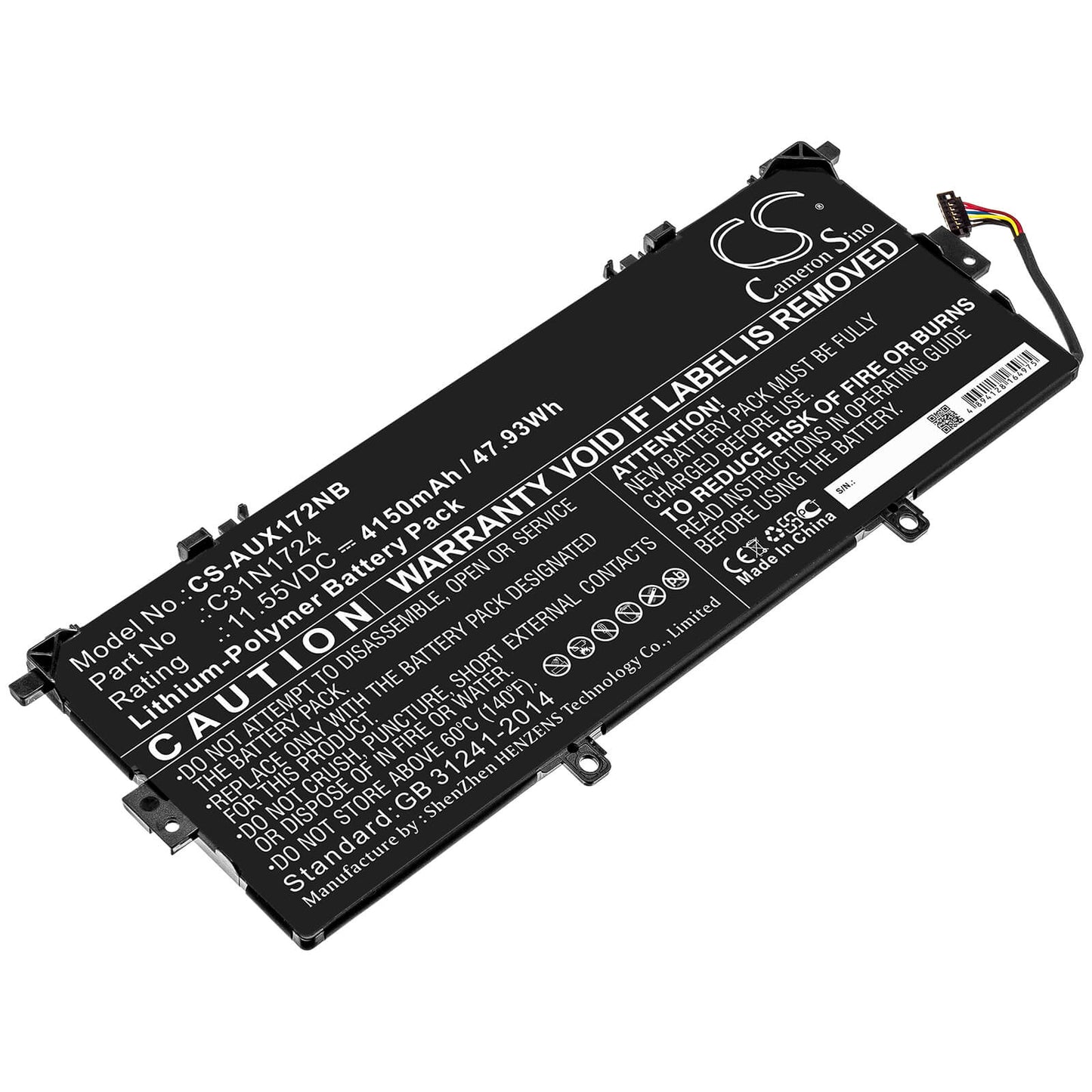 11.55V, 4150mAh, Li-Polymer Battery fits Asus, U3100fal, Ux331fal, 47.9325Wh