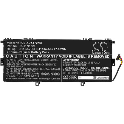 11.55V, 4150mAh, Li-Polymer Battery fits Asus, U3100fal, Ux331fal, 47.9325Wh