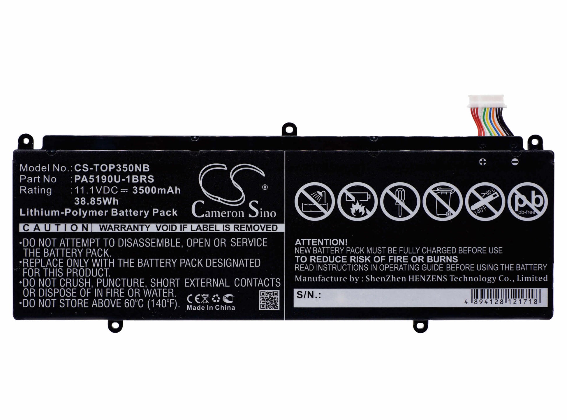 11.1V, 3500mAh, Li-Polymer Battery fits Toshiba, Click 2 Pro, Satellite P35w, 38.85Wh