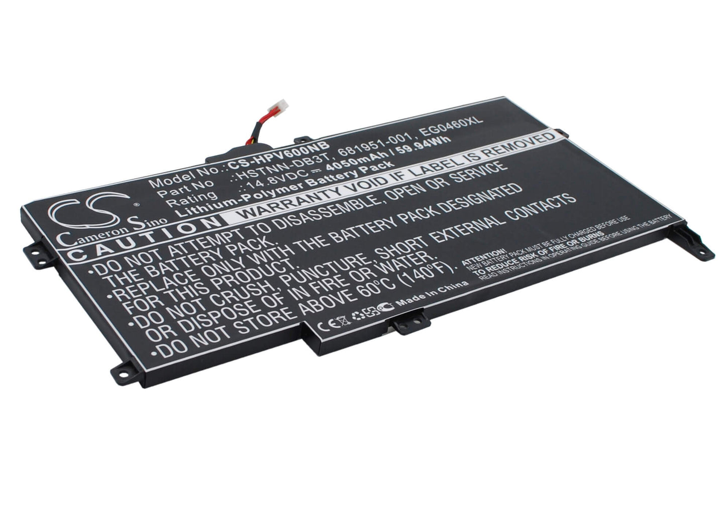 14.8V, 4050mAh, Li-Polymer Battery fits Hp, 6t-1000 Cto, 6t-1100 Cto, 59.94Wh