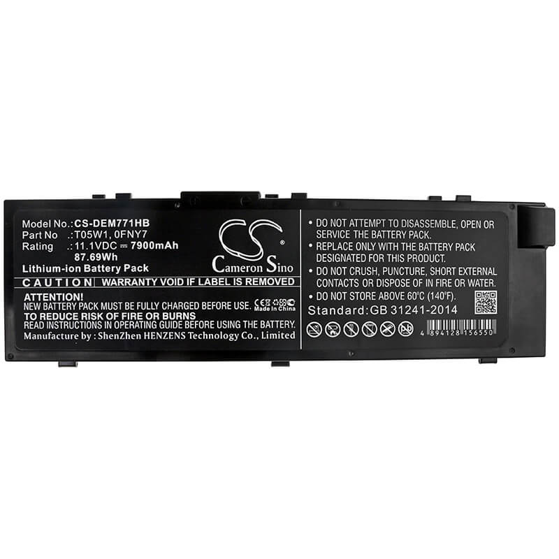 11.1V, 7900mAh, Li-ion Battery fits Dell, Precision 15 7000, Precision 15 7510, 87.69Wh