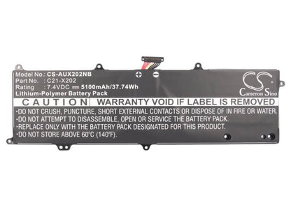 7.4V, 5100mAh, Li-Polymer Battery fits Asus, Eee Pc F201, Eee Pc F201e, 37.74Wh