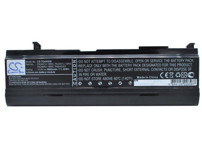 10.8V, 6600mAh, Li-ion Battery fits Toshiba, Dynabook Ax/ 55a, Dynabook Tw/ 750ls, 71.28Wh