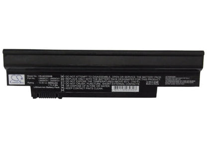 10.8V, 6600mAh, Li-ion Battery fits Acer, Ao532h-21b, Ao532h-21r, 71.28Wh