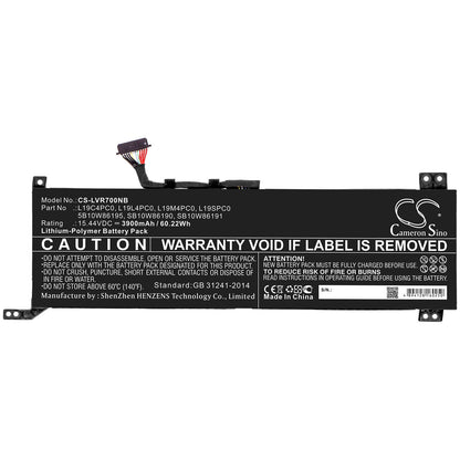 15.44V, 3900mAh, Li-Polymer Battery fits Lenovo, Legion 5 15, Legion 5 15imh05h, 60.216Wh